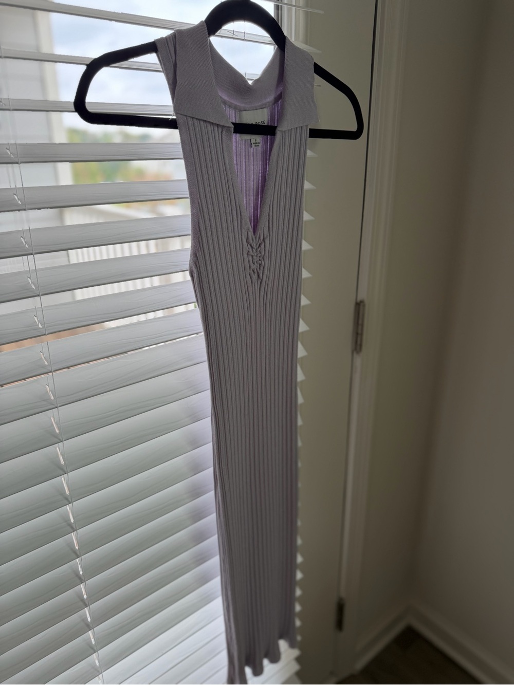 Pink Rose Lavender Ribbed V-Neck Tank Dress